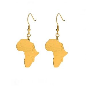 Anuli | 18K Gold Plated Stainless Steel Africa Hook Earrings